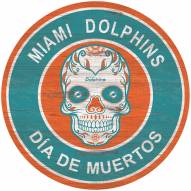 Miami Dolphins Sugar Skull 12" Circle Sign