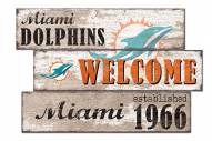 Miami Dolphins Welcome 3 Plank Sign