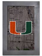 Miami Hurricanes 11" x 19" City Map Framed Sign