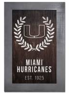 Miami Hurricanes 11" x 19" Laurel Wreath Framed Sign
