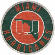 Miami Hurricanes 12" Circle with State Sign