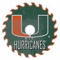 Miami Hurricanes 12" Rustic Circular Saw Sign