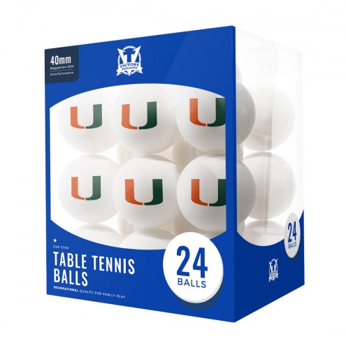 Miami Hurricanes 24 Count Ping Pong Balls
