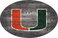 Miami Hurricanes 46" Distressed Wood Oval Sign