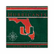 Miami Hurricanes Coordinates 10" x 10" Sign