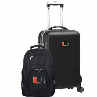 Miami Hurricanes Deluxe 2-Piece Backpack & Carry-On Set
