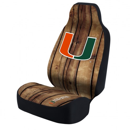 Miami Hurricanes Distressed Wood Universal Bucket Car Seat Cover