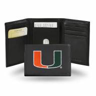 Miami Hurricanes Embroidered Leather Tri-Fold Wallet
