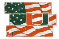 Miami Hurricanes Flag 3 Plank Sign