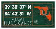 Miami Hurricanes Horizontal Coordinate 6" x 12" Sign