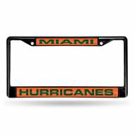 Miami Hurricanes Laser Black License Plate Frame