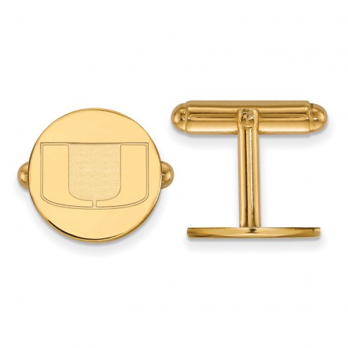 Miami Hurricanes Sterling Silver Gold Plated Cuff Links