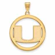 Miami Hurricanes Sterling Silver Gold Plated Large Pendant