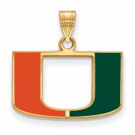 Miami Hurricanes Sterling Silver Gold Plated Small Pendant
