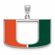 Miami Hurricanes Sterling Silver Large Pendant