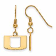 Miami Hurricanes NCAA Sterling Silver Gold Plated Extra Small Dangle Earrings