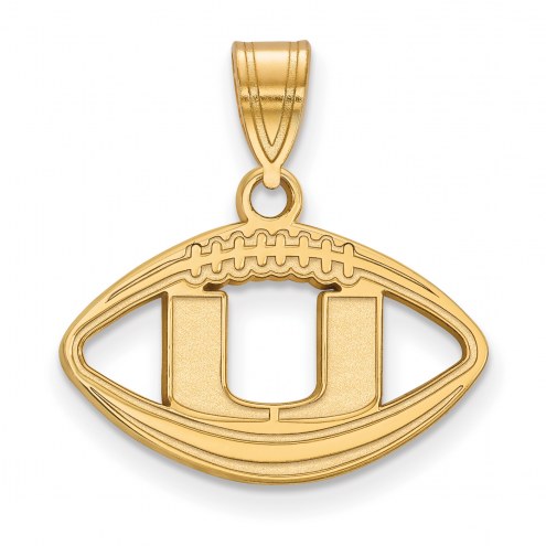 Miami Hurricanes NCAA Sterling Silver Gold Plated Football Pendant