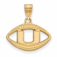 Miami Hurricanes NCAA Sterling Silver Gold Plated Football Pendant