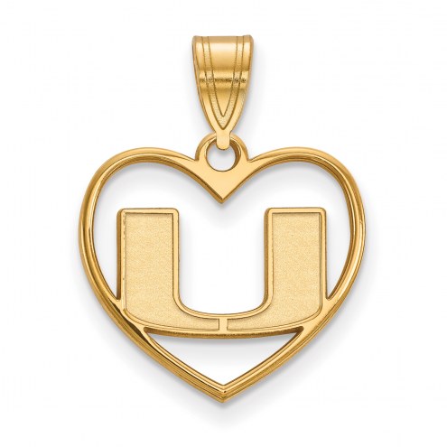 Miami Hurricanes NCAA Sterling Silver Gold Plated Heart Pendant