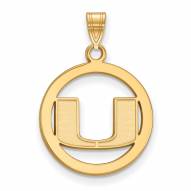 Miami Hurricanes Sterling Silver Gold Plated Medium Pendant