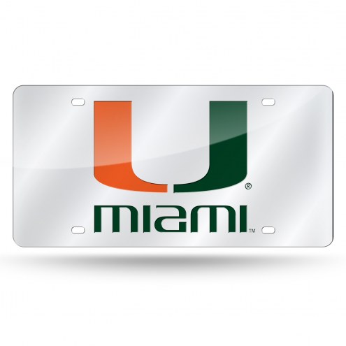 Miami Hurricanes Silver Laser License Plate