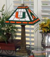 Miami Hurricanes Stained Glass Mission Table Lamp