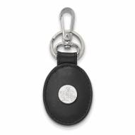 Miami Hurricanes Sterling Silver Black Leather Oval Key Chain
