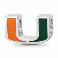 Miami Hurricanes Sterling Silver Enameled Bead
