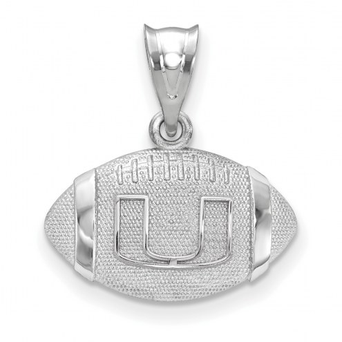 Miami Hurricanes Sterling Silver Football with Logo Pendant