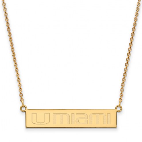 Miami Hurricanes Sterling Silver Gold Plated Bar Necklace