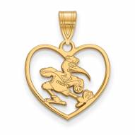 Miami Hurricanes Sterling Silver Gold Plated Heart Pendant