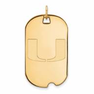Miami Hurricanes Sterling Silver Gold Plated Large Dog Tag