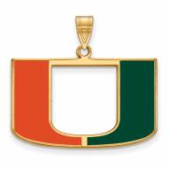 Miami Hurricanes Sterling Silver Gold Plated Large Enameled Pendant