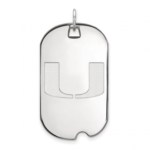 Miami Hurricanes Sterling Silver Large Dog Tag