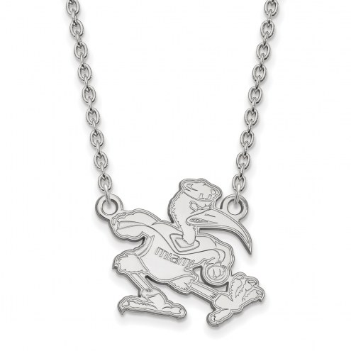 Miami Hurricanes Sterling Silver Large Pendant Necklace