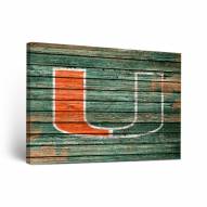 Miami Hurricanes Weathered Canvas Wall Art