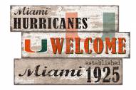 Miami Hurricanes Welcome 3 Plank Sign