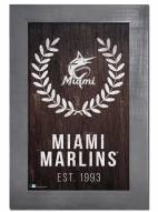 Miami Marlins 11" x 19" Laurel Wreath Framed Sign