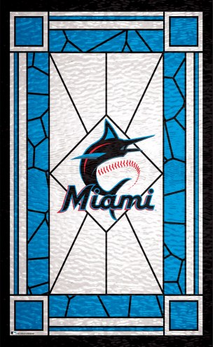 Miami Marlins 11&quot; x 19&quot; Stained Glass Sign
