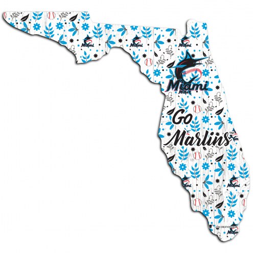 Miami Marlins 12&quot; Floral State Sign
