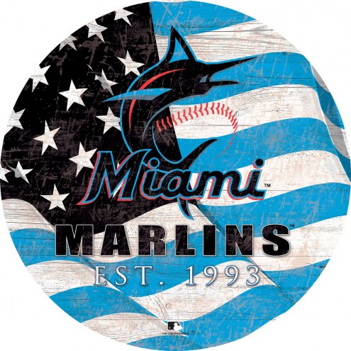 Miami Marlins 12&quot; Team Color Flag Circle Sign
