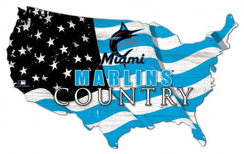 Miami Marlins 15&quot; USA Flag Cutout Sign