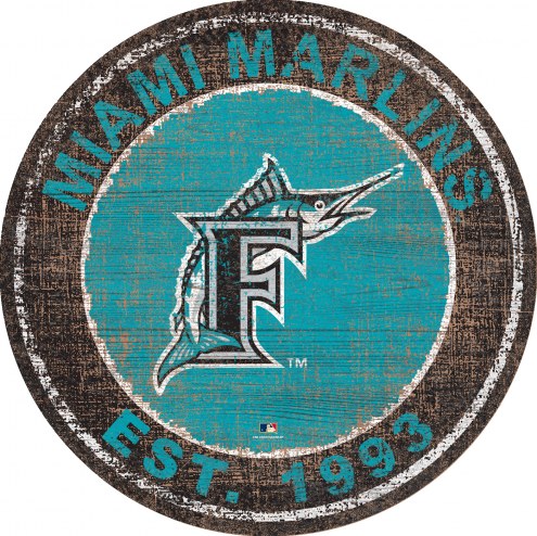 Miami Marlins 24&quot; Heritage Logo Round Sign