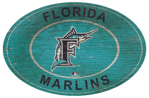 Miami Marlins 46&quot; Heritage Logo Oval Sign