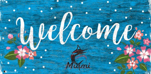 Miami Marlins 6&quot; x 12&quot; Floral Welcome Sign