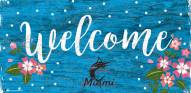Miami Marlins 6" x 12" Floral Welcome Sign