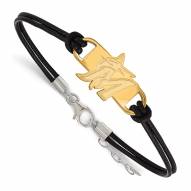 Miami Marlins Gold Plated Sterling Silver Leather Bracelet