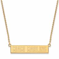 Miami Marlins Sterling Silver Gold Plated Bar Necklace