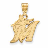 Miami Marlins MLB Sterling Silver Gold Plated Medium Pendant