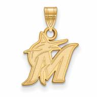 Miami Marlins MLB Sterling Silver Gold Plated Small Pendant